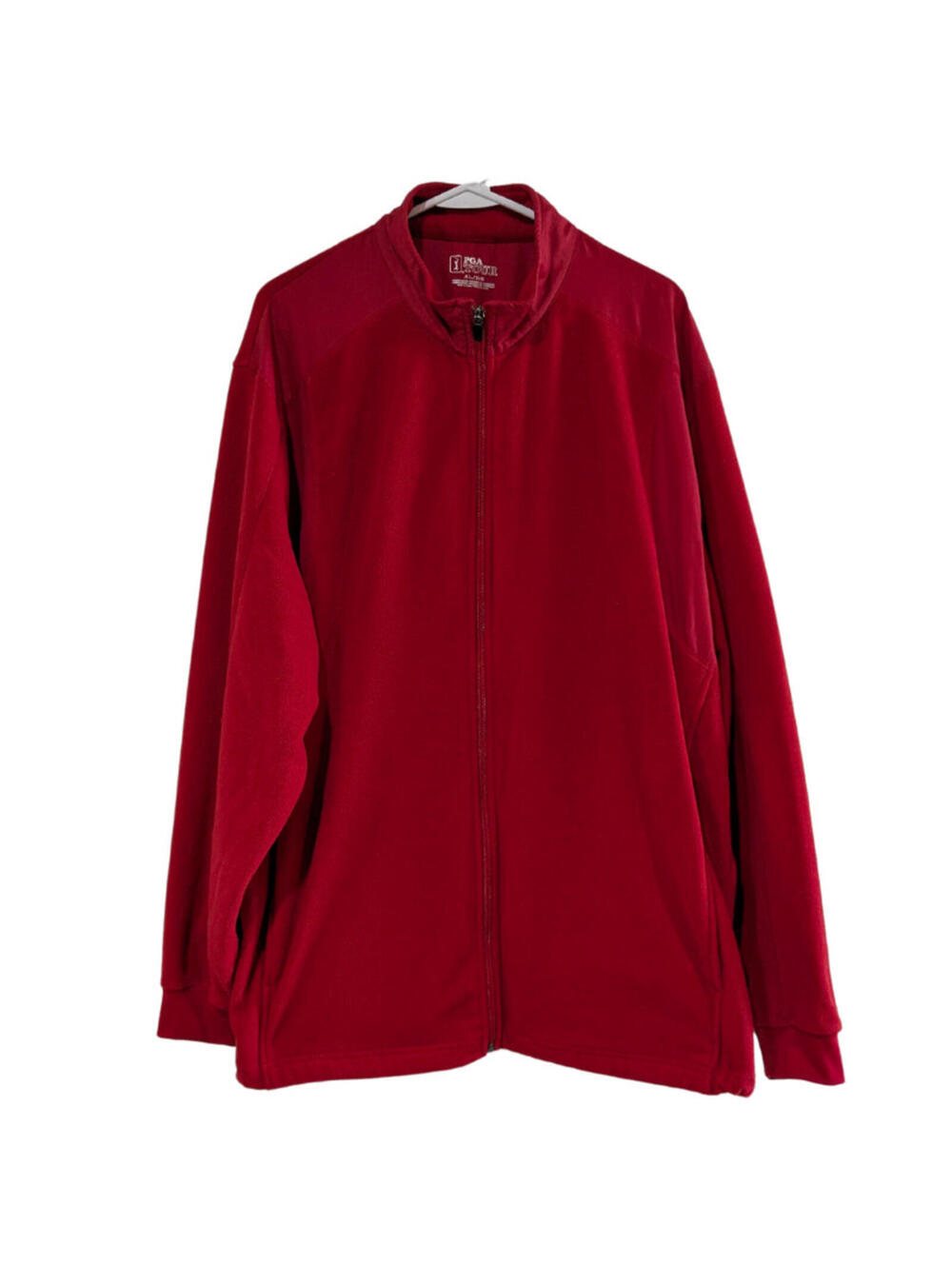 PGA Tour Men's Fleece Zipper Jacket, Size XL, Red, Pockets, Layering Piece